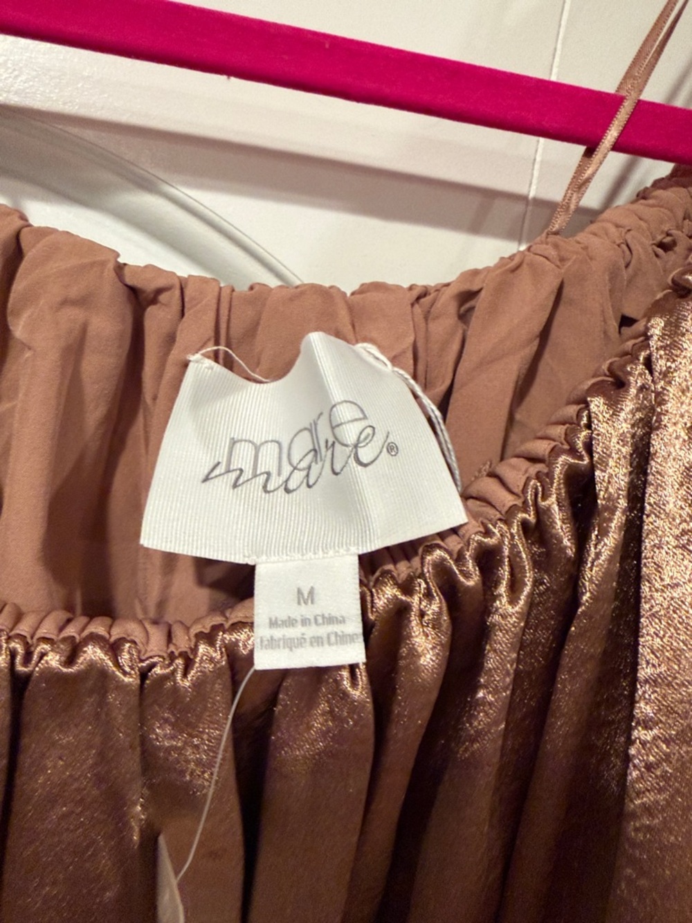 Mare mare at Anthropologie mocha shimmer off the shoulder puff sleeve dress med - Picture 9 of 10